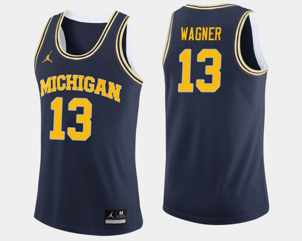 Michigan Wolverines #13 For Men Moritz Wagner Jersey Navy College College Basketball